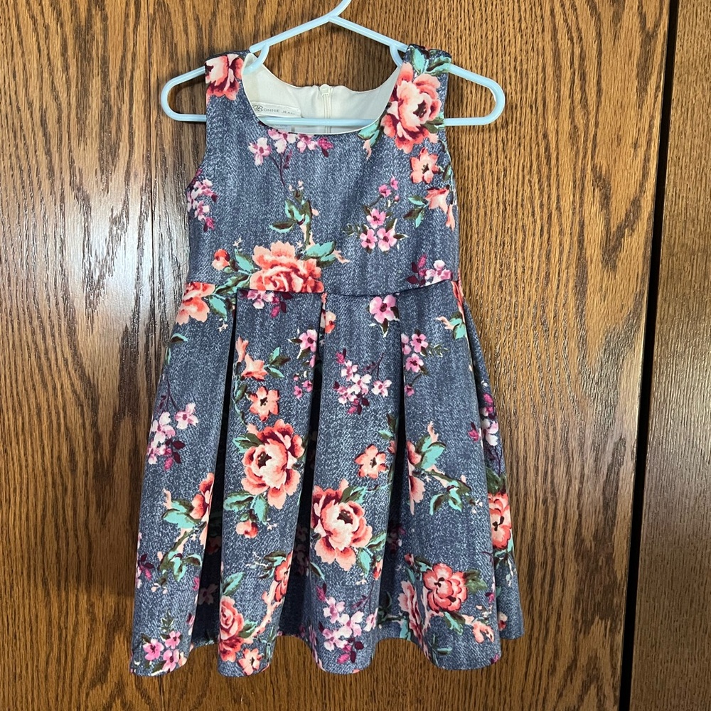 Floral Kids Dress - Blue and Pink